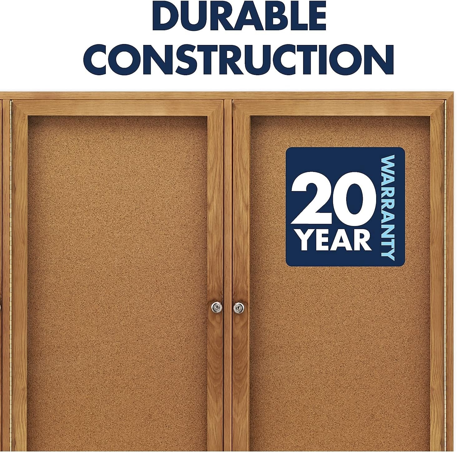 image:imageQuartet Bulletin Board 6 x 4 Enclosed Cork Notice Board Lockable Swing Doors Aluminum Frame 2367Oak