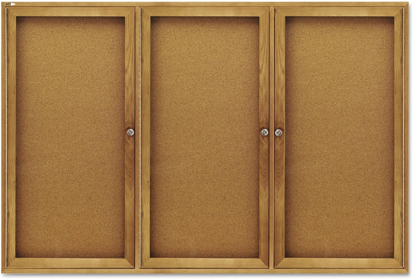image:imageQuartet Bulletin Board 6 x 4 Enclosed Cork Notice Board Lockable Swing Doors Aluminum Frame 2367Oak