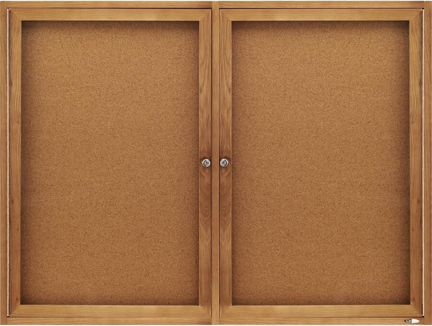 image:imageQuartet Bulletin Board 6 x 4 Enclosed Cork Notice Board Lockable Swing Doors Aluminum Frame 2367OakCork
