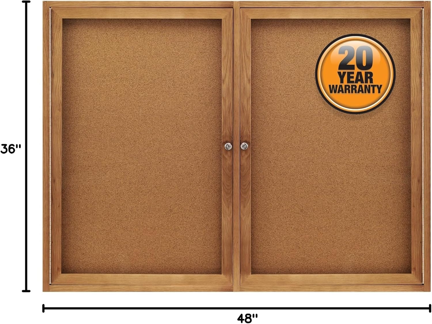 image:imageQuartet Bulletin Board 6 x 4 Enclosed Cork Notice Board Lockable Swing Doors Aluminum Frame 2367OakCork