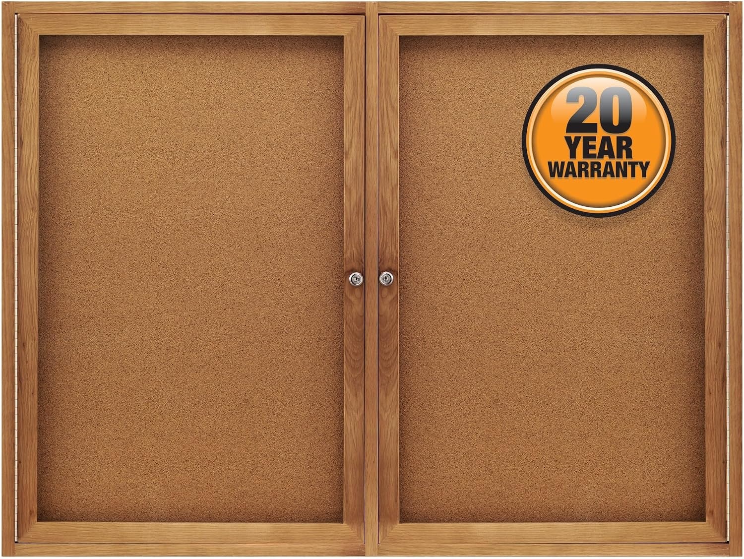 image:imageQuartet Bulletin Board 6 x 4 Enclosed Cork Notice Board Lockable Swing Doors Aluminum Frame 2367OakCork