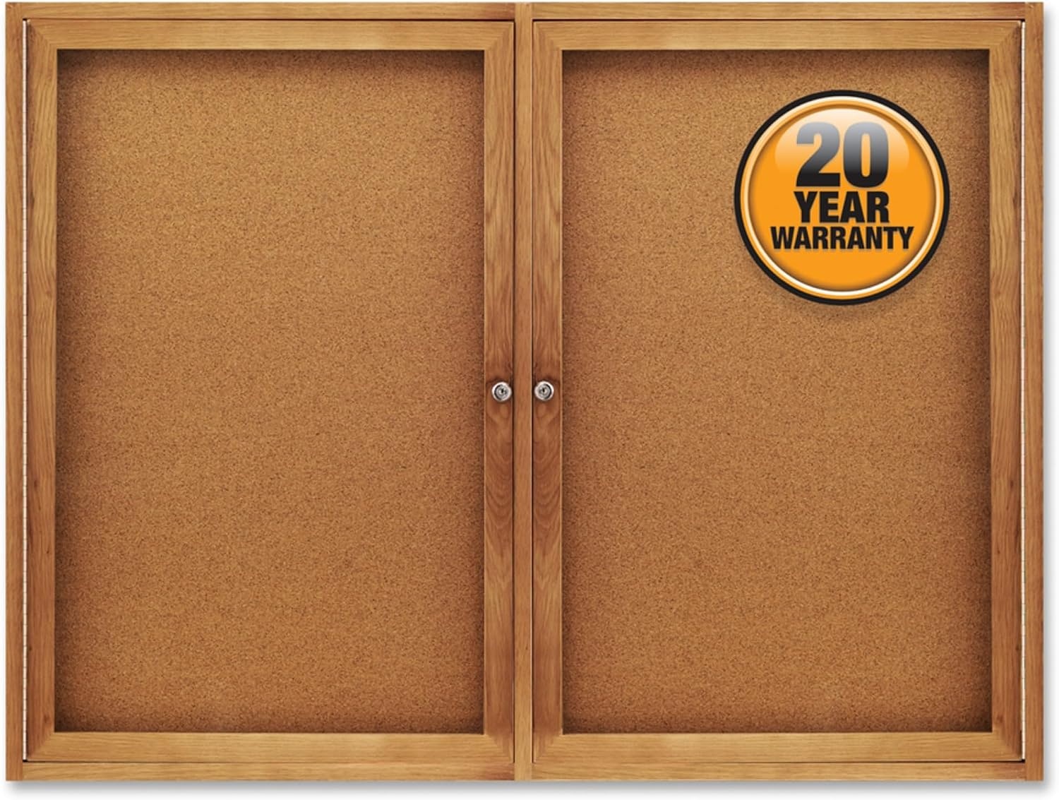 image:imageQuartet Bulletin Board 6 x 4 Enclosed Cork Notice Board Lockable Swing Doors Aluminum Frame 2367OakCork