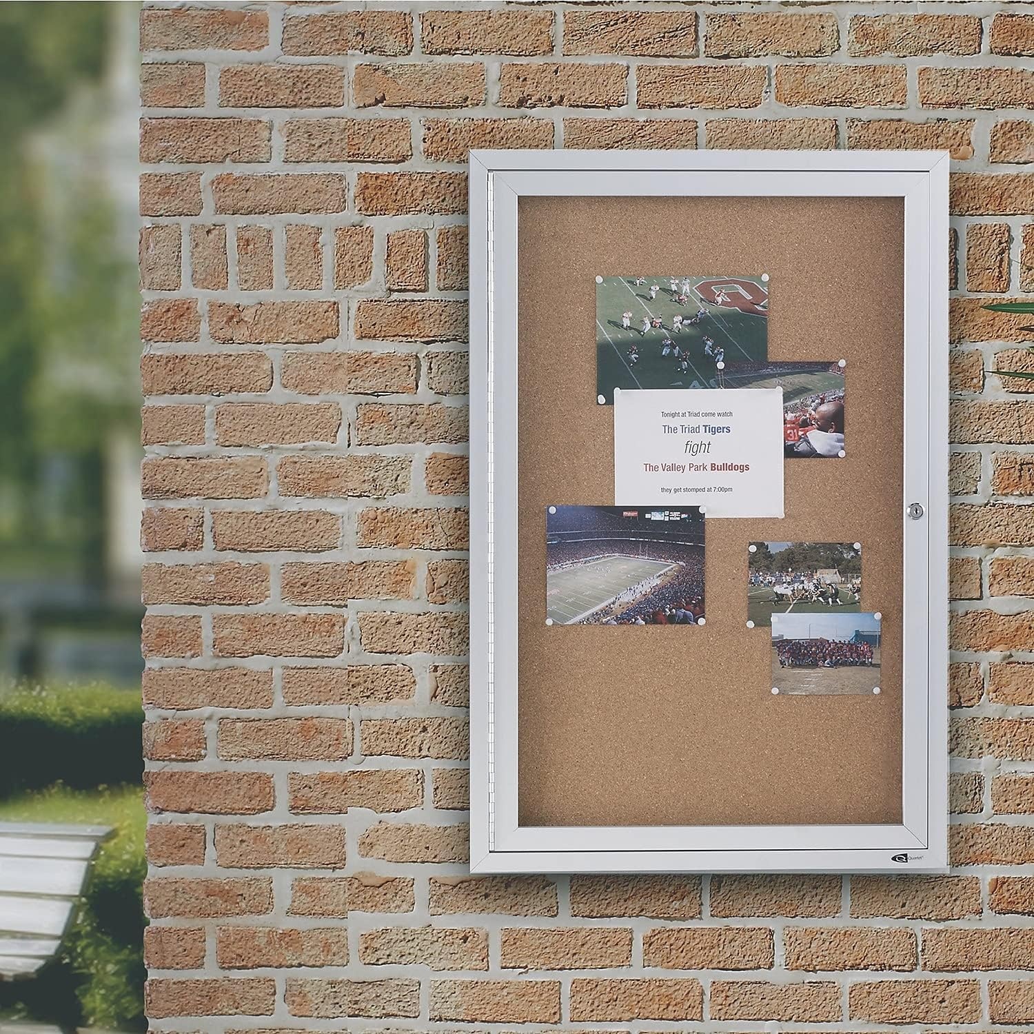 image:imageQuartet Bulletin Board 6 x 4 Enclosed Cork Notice Board Lockable Swing Doors Aluminum Frame 2367Silver
