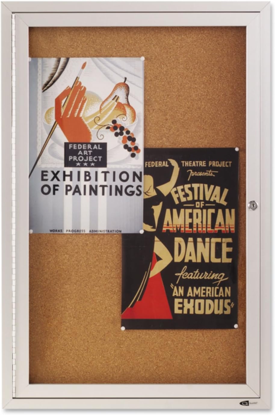 image:imageQuartet Bulletin Board 6 x 4 Enclosed Cork Notice Board Lockable Swing Doors Aluminum Frame 2367Silver