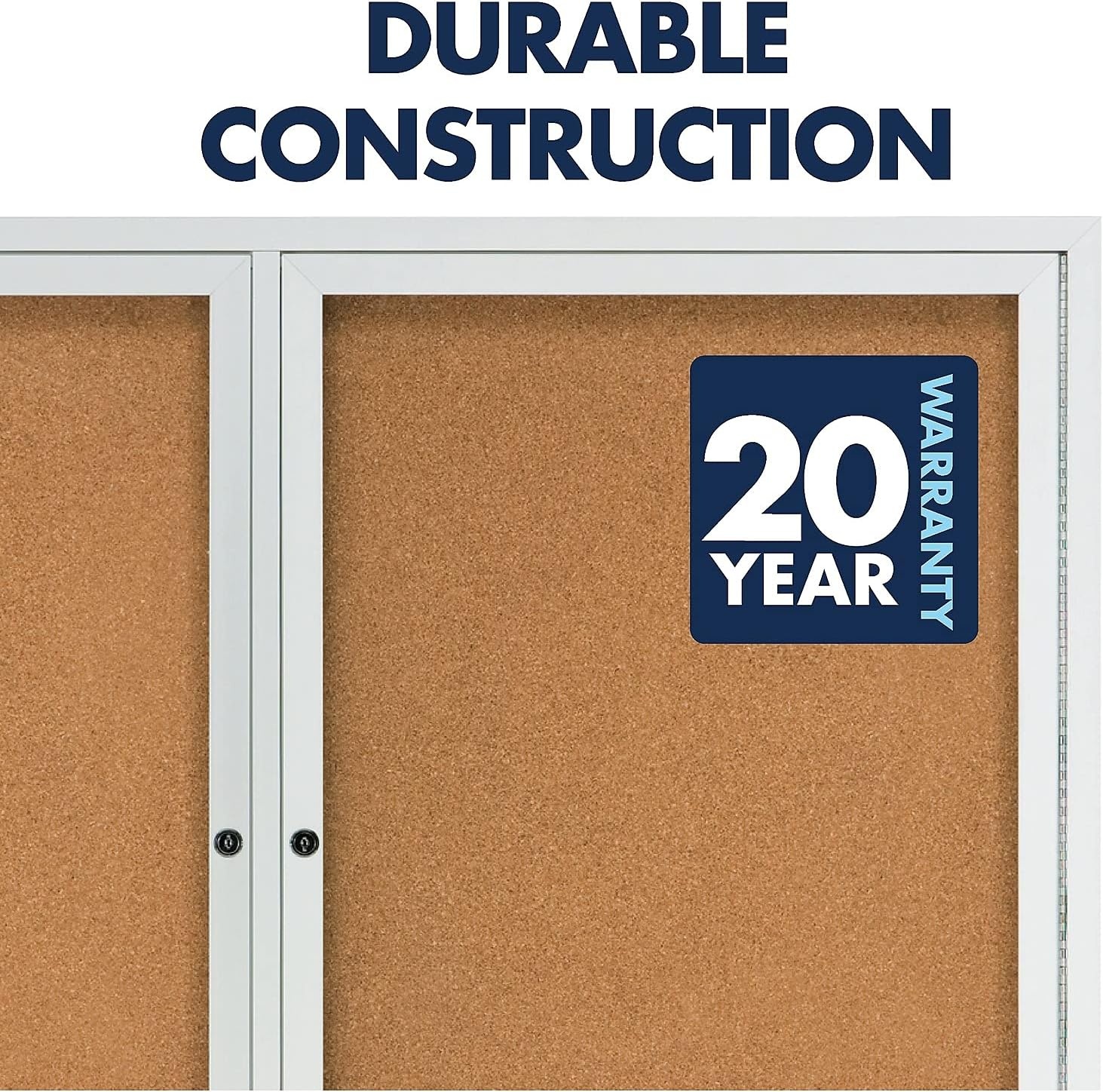 image:imageQuartet Bulletin Board 6 x 4 Enclosed Cork Notice Board Lockable Swing Doors Aluminum Frame 2367Silver