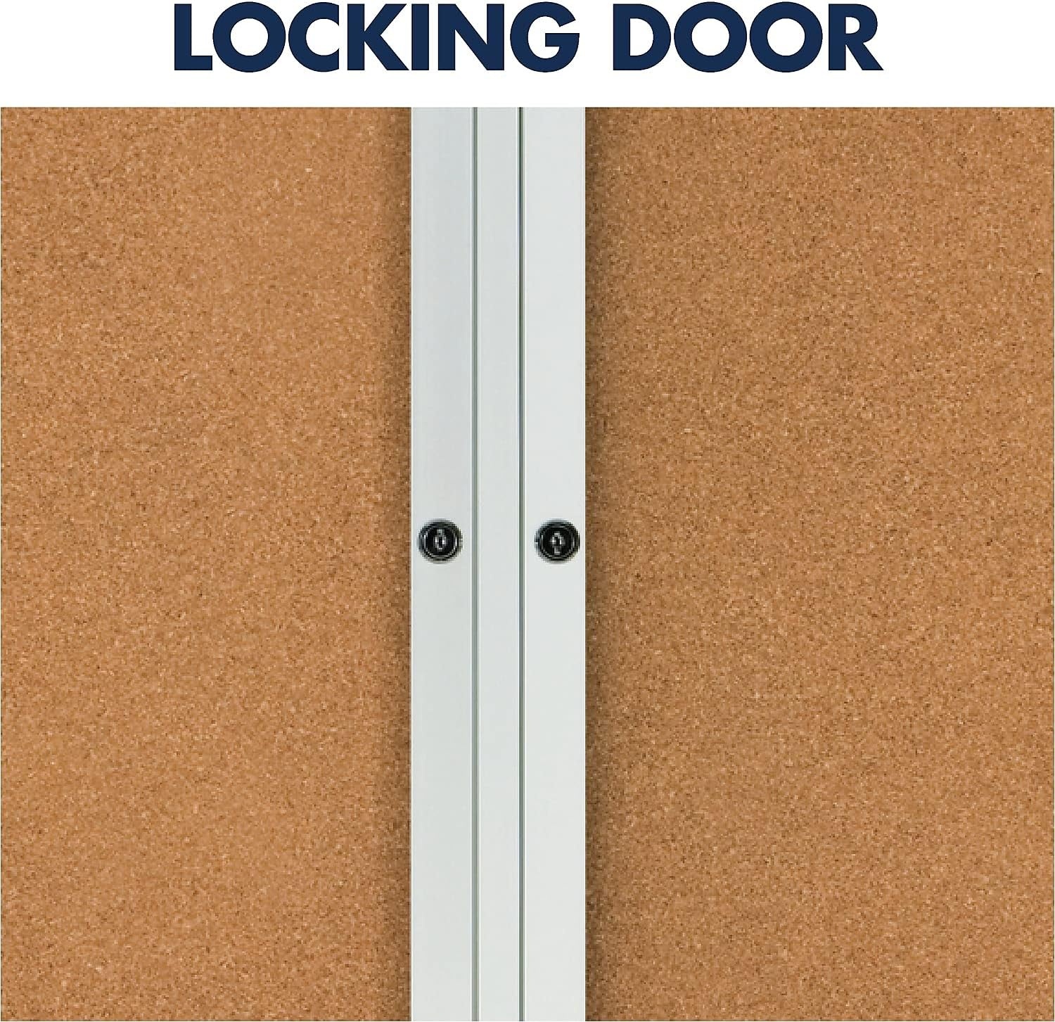 image:imageQuartet Bulletin Board 6 x 4 Enclosed Cork Notice Board Lockable Swing Doors Aluminum Frame 2367Silver