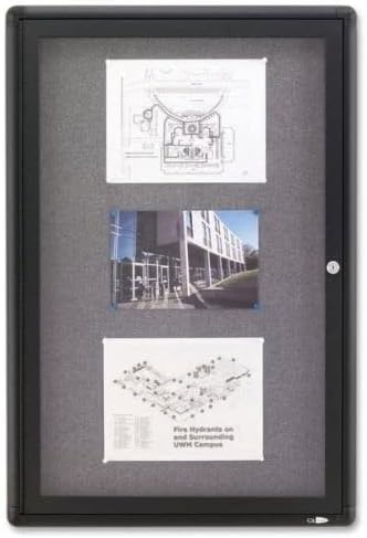 image:imageQuartet Bulletin Board 6 x 4 Enclosed Fabric Notice Board Lockable Swing Doors Graphite Frame 2367L36 x 24