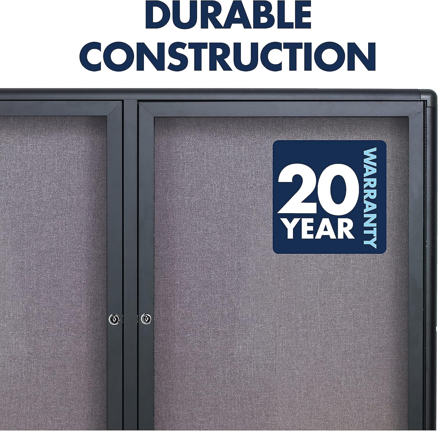 image:imageQuartet Bulletin Board 6 x 4 Enclosed Fabric Notice Board Lockable Swing Doors Graphite Frame 2367L36 x 48