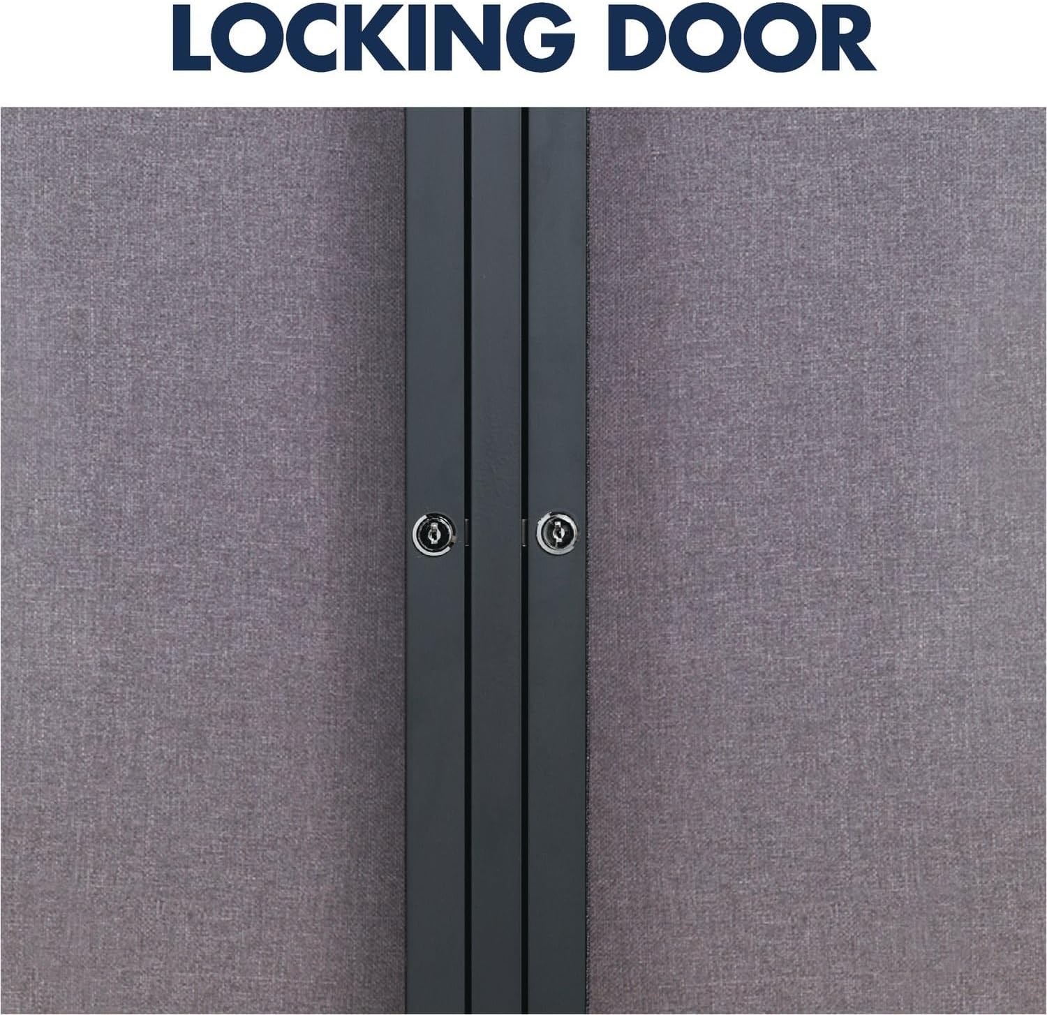 image:imageQuartet Bulletin Board 6 x 4 Enclosed Fabric Notice Board Lockable Swing Doors Graphite Frame 2367L48 x 72