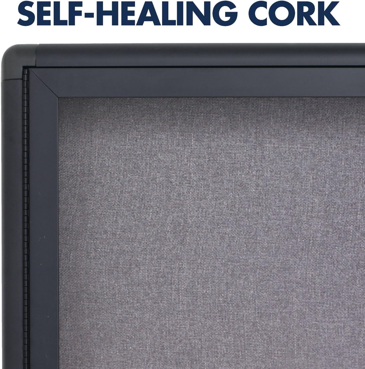 image:imageQuartet Bulletin Board 6 x 4 Enclosed Fabric Notice Board Lockable Swing Doors Graphite Frame 2367L48 x 72
