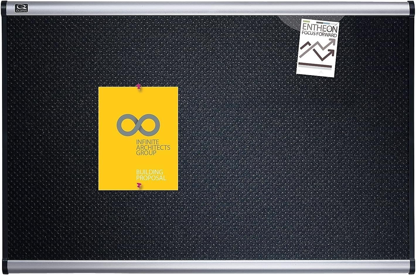 image:imageQuartet Bulletin Board Foam 4 x 3 Embossed HiDensity Fiberboard Aluminum Frame Black B344A24 x 36