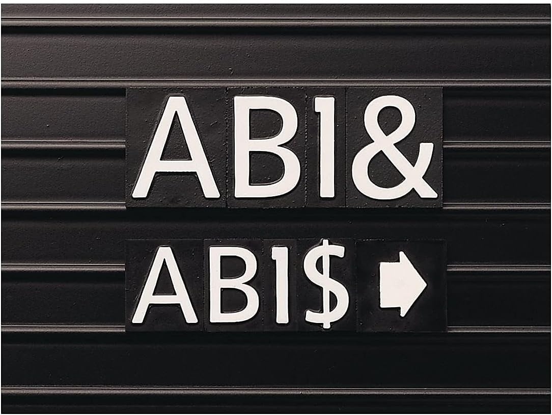 image:imageQuartet Characters for Magnetic Letter Boards Helvetica Font 1 Inch 128 Characters per Set White M1128 LettersNumbersSymbols