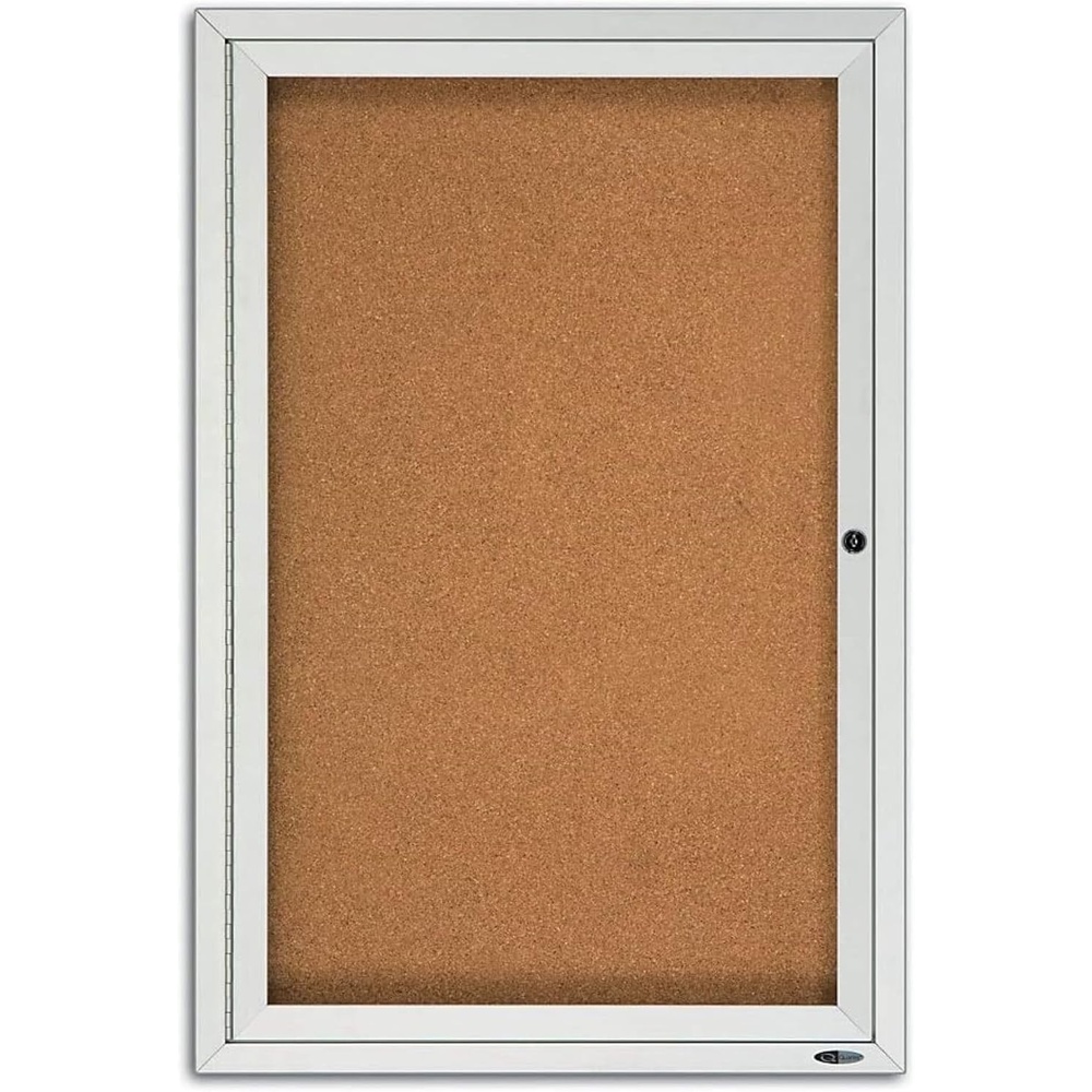 image:imageQuartet Bulletin Board 4 x 3 Enclosed Cork Notice Board Lockable Swing Door Weather Resistant Aluminum Frame 212436 x 24