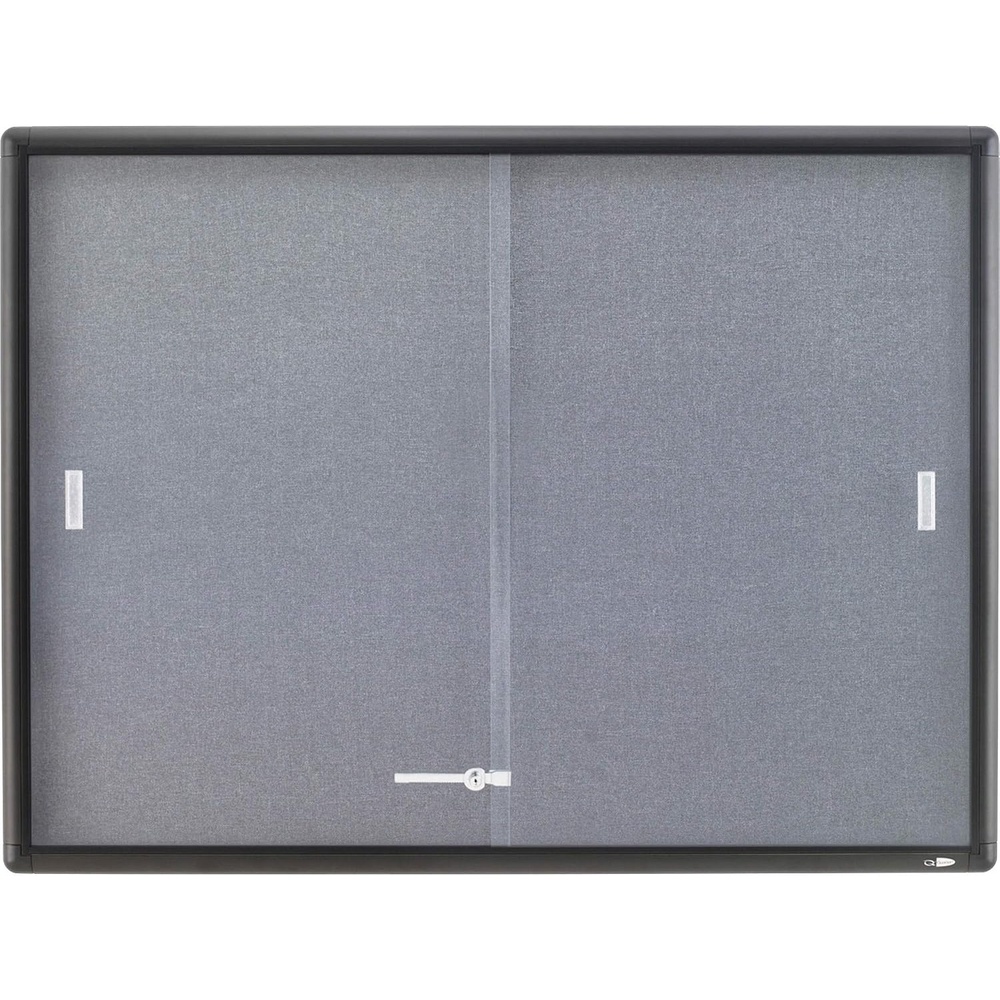 image:imageQuartet Bulletin Board 4 x 3 Enclosed Fabric Notice Board Lockable Sliding Doors Graphite Frame 2364S