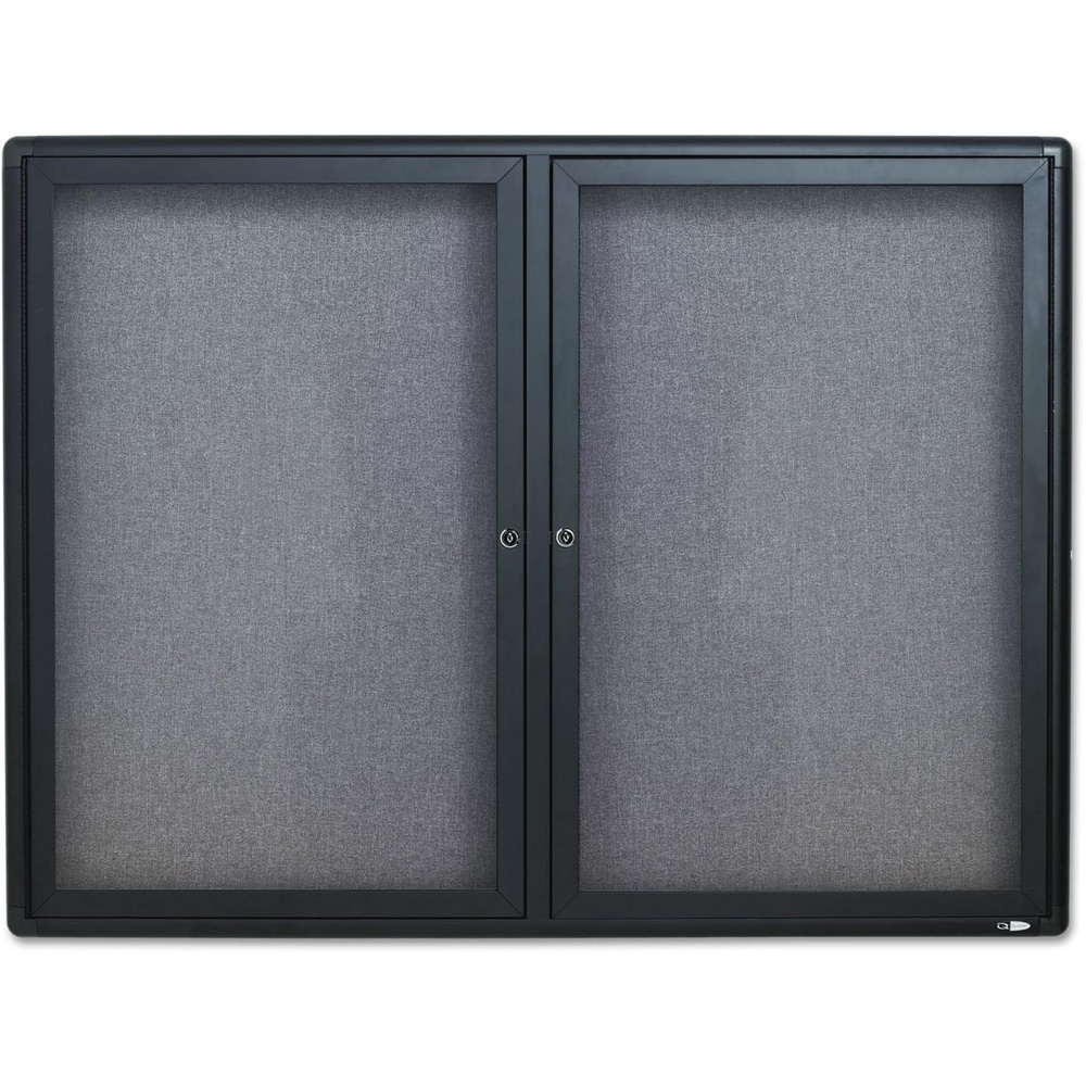 image:imageQuartet Bulletin Board 6 x 4 Enclosed Fabric Notice Board Lockable Swing Doors Graphite Frame 2367L36 x 48