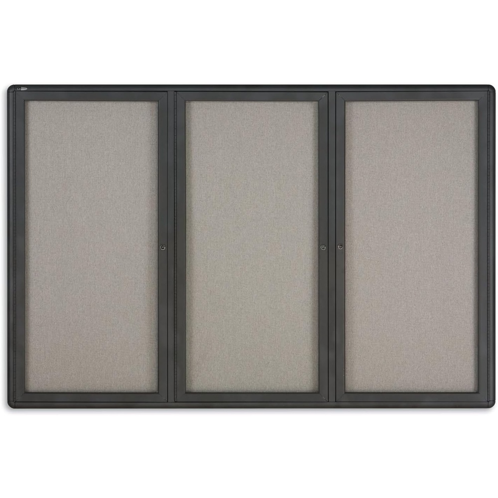 image:imageQuartet Bulletin Board 6 x 4 Enclosed Fabric Notice Board Lockable Swing Doors Graphite Frame 2367L48 x 72