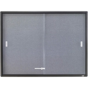 Quartet Bulletin Board, 4′ x 3′ Enclosed Fabric Notice Board, Lockable Sliding Doors, Graphite Frame (2364S)