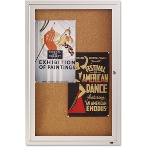Quartet Bulletin Board, 6′ x 4′ Enclosed Cork Notice Board, Lockable Swing Doors, Aluminum Frame (2367)(Silver)