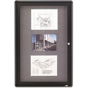 Quartet Bulletin Board, 6′ x 4′ Enclosed Fabric Notice Board, Lockable Swing Doors, Graphite Frame (2367L)(36″ x 24″)