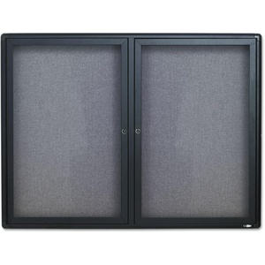 Quartet Bulletin Board, 6′ x 4′ Enclosed Fabric Notice Board, Lockable Swing Doors, Graphite Frame (2367L)(36″ x 48″)