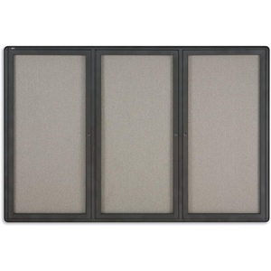 Quartet Bulletin Board, 6′ x 4′ Enclosed Fabric Notice Board, Lockable Swing Doors, Graphite Frame (2367L)(48″ x 72″)