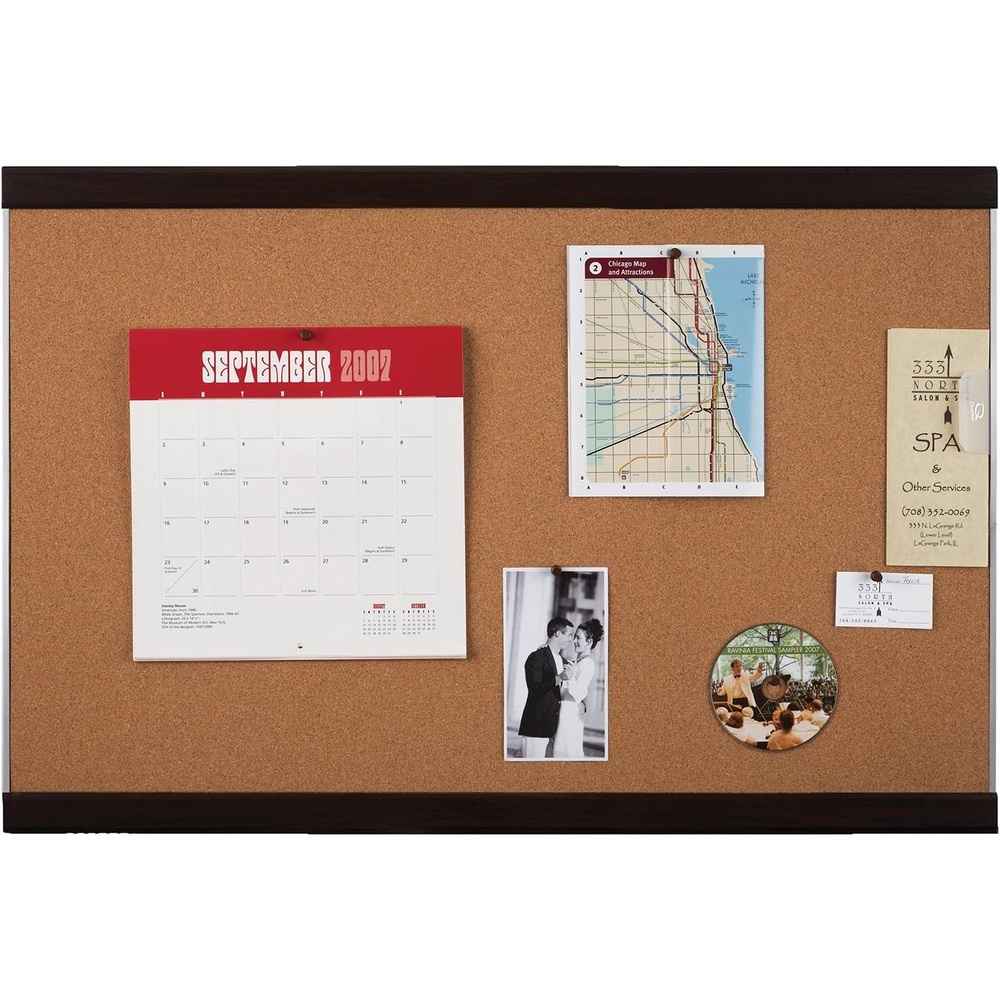 image:imageQuartet Cork Bulletin Board 2 x 3 Feet Mahogany Finish and Aluminum Frame ELANB2436